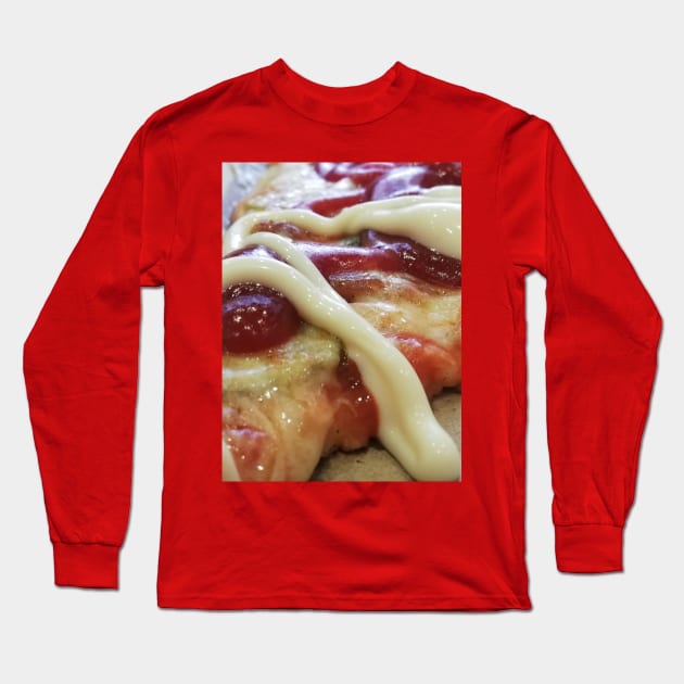 Juicy Slice of Ketchup And Mayo Pizza Photo Long Sleeve T-Shirt by colorful444